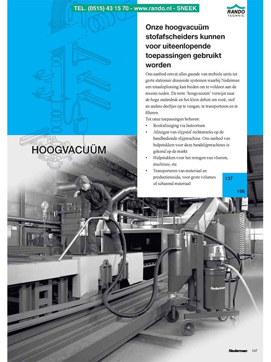 Nederman Hoogvacuüm afzuigsysteem